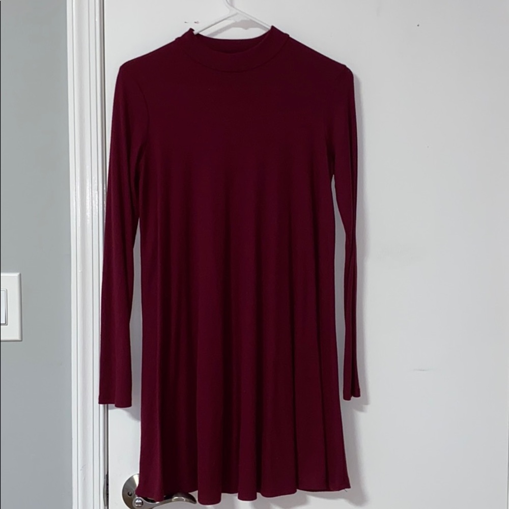 Maroon Mock Neck Dress
